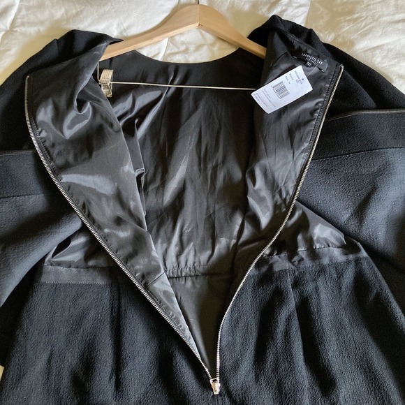 NWT Lafayette 148 NY 14W 100% Wool A-Line Sheath Midi 3/4 Sleeve Dress Black - Picture 10 of 16